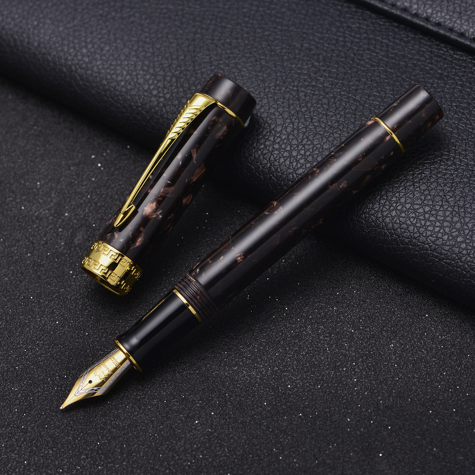 Image 41 - Jinhao 100 Brown Resin Fountain Pen Gold Trim EF/ F/ M/ Bent Nib Office Pen Gift