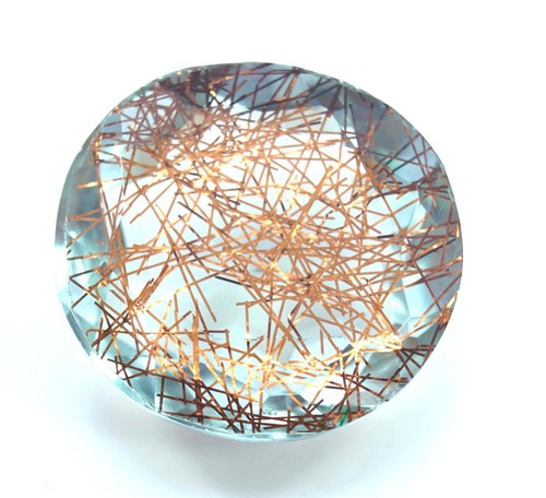 Quarzo Rutilato Marrone Naturale Certificato 141,60 Ct Pietra Preziosa Sciolta Taglio Tondo - Foto 2 di 4