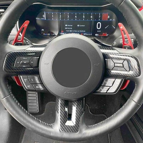 Carbon Fiber Steering Wheel Cover Interior Accessory For Ford Mustang 2015-2023 - Imagen 7 de 8