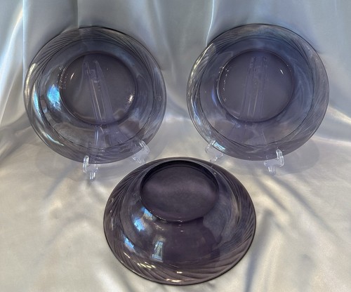 Pyrex Festiva Amethyst Glass Soup/Salad Bowl W/Swirl Rim 7.5" Set Of 3 - Picture 8 of 16