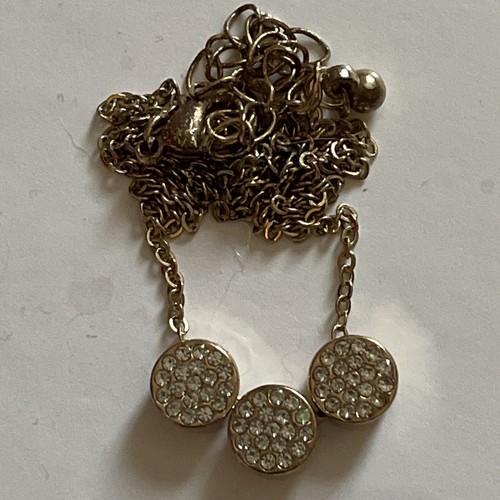 3 Pave Small Circles Pendants on 1 Rose Gold Chain Necklace - Picture 2 of 3