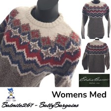 VTG Eddie Bauer Womens M Sweater Knit Wool Blend Fair Isle Winter Chunky Vintage
