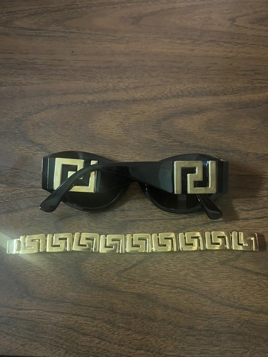Gianni Versace vintage Sunglasses T74 w/ICONIC gold Plated Greek Key Bracelet - Picture 14 of 21