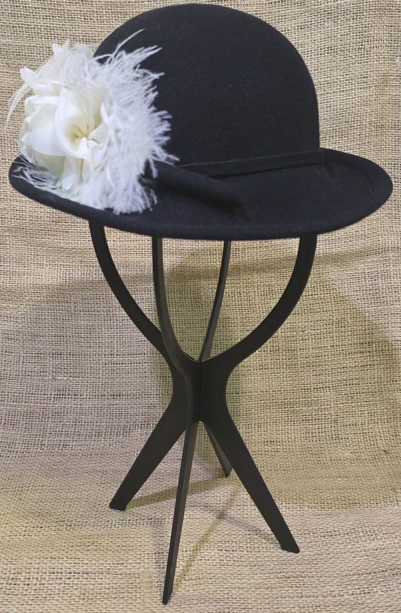 Like new Betmar New York Women\'s wool Hat Flower/Feathers Derby Bucket Felt Black Betmar Hats for Women for sale | eBay main image 2