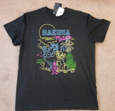 Disney The Lion King Hakuna Matata Shirt Neon Black Timon Pumba Adult Size L NEW