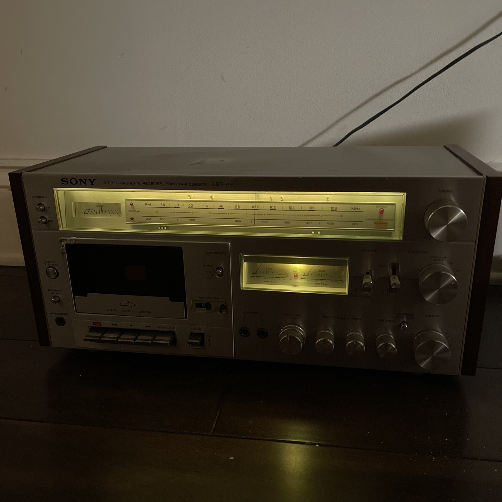 Sony HST49 Stereo Cassette Deck Receiver/ Program Sensor MCM Wood