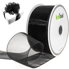 Black Organza Ribbon 1-1/2" x 50 Yard Sheer Ribbon for Gift Wrapping Hair Bow...