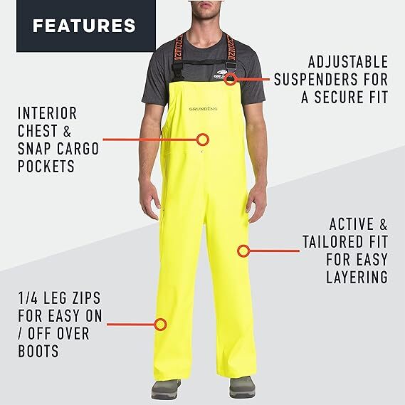 Grundens Men’s Neptune 509 Green Commercial Fishing Bib Pants Brand New