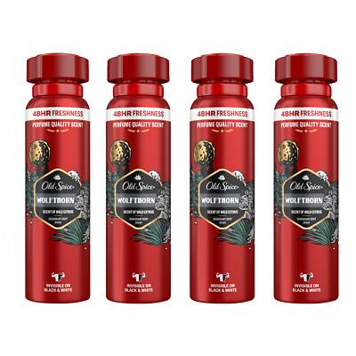 4x Old Spice Wolfthorn Deodorant Bodyspray für Männer, 48H Frische, Parfüm