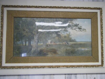   HUGO ANTON FISCHER ART PRINT PASTORAL SCENE FRAMED & MATTED 3PT8