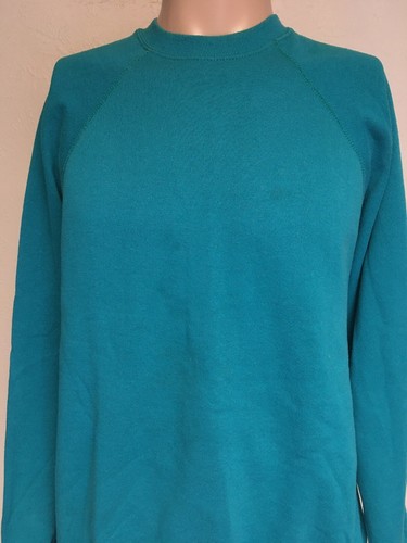 Vintage 80s CLUB SWEATS RAGLAN SWEATSHIRT Teal Green USA MADE Soft Thin L
