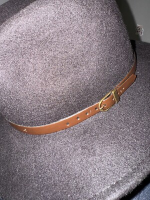 Hologramme Vintage Brown Hat, with a leather belt, 100% Lana Wool, Made in Italy Hologramme Vintage Brown Hat, with a leather belt, 100% Lana  main image 2