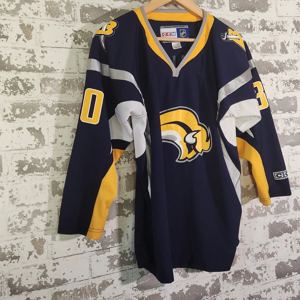 Camiseta deportiva de hockey Buffalo Sabres Ryan Miller #30 CCM NHL juvenil L/XL azul cosida Foto 2 de 4