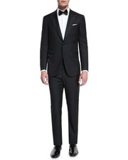 $4,595 ISAIA - Wool Black AQUASPIDER Peak Lap...