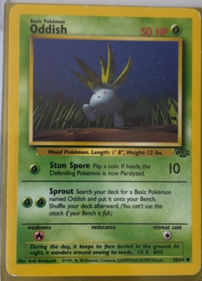 Oddish Common Base Jungle 58/64 Moderately Played