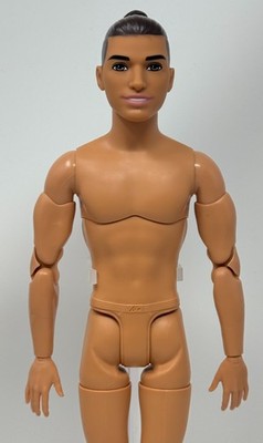 Barbie Barista Ken Made to Move Body Hybrid NUDE Doll Latino Brunette Man Bun