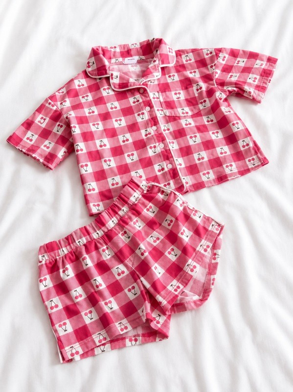 Girls Art Class Cherry Gingham Pajama Set - Size 8