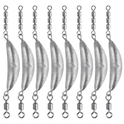 THKFISH Crescent Spin Sinker Drop Shot Weights w/ 3-Roller Swivels