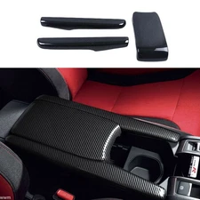 3PCS Carbon Fiber Central Console Armrest Box Trim Cover for Honda Civic 2016-20