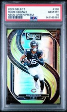 2024 Panini Select Rome Odunze Premier Level RC Rookie - Neon Green /49 - PSA 10