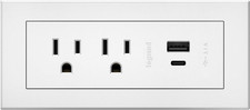 RDZCWH10 Radiant Furniture Power Center with USB, Recessed Power Strip, 2 Outlet
