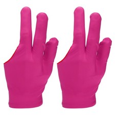 2 Pcs Three Fingers Pool Gloves, Billiards Left Hand Cue Sport Gloves, Fuchsia
