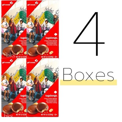 4 Boxes Girl Scouts Cookies Tagalongs Chocolate Peanut Butter Crispy Lot Snack