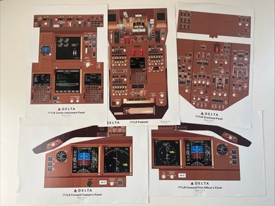 Delta 777LR Cockpit Posters Overhead Panels Layouts Set Of 5, 6/24/2008