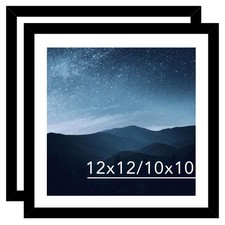 JCJMY 12x12 Black Picture Frame Set w/ 10x10 Mat for 30x30cm Diamond Art 2 Pk 