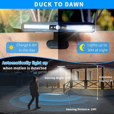 2 Pack Solar Motion Light Outdoor Clip On Waterproof 36 LEDs Fence Garage
