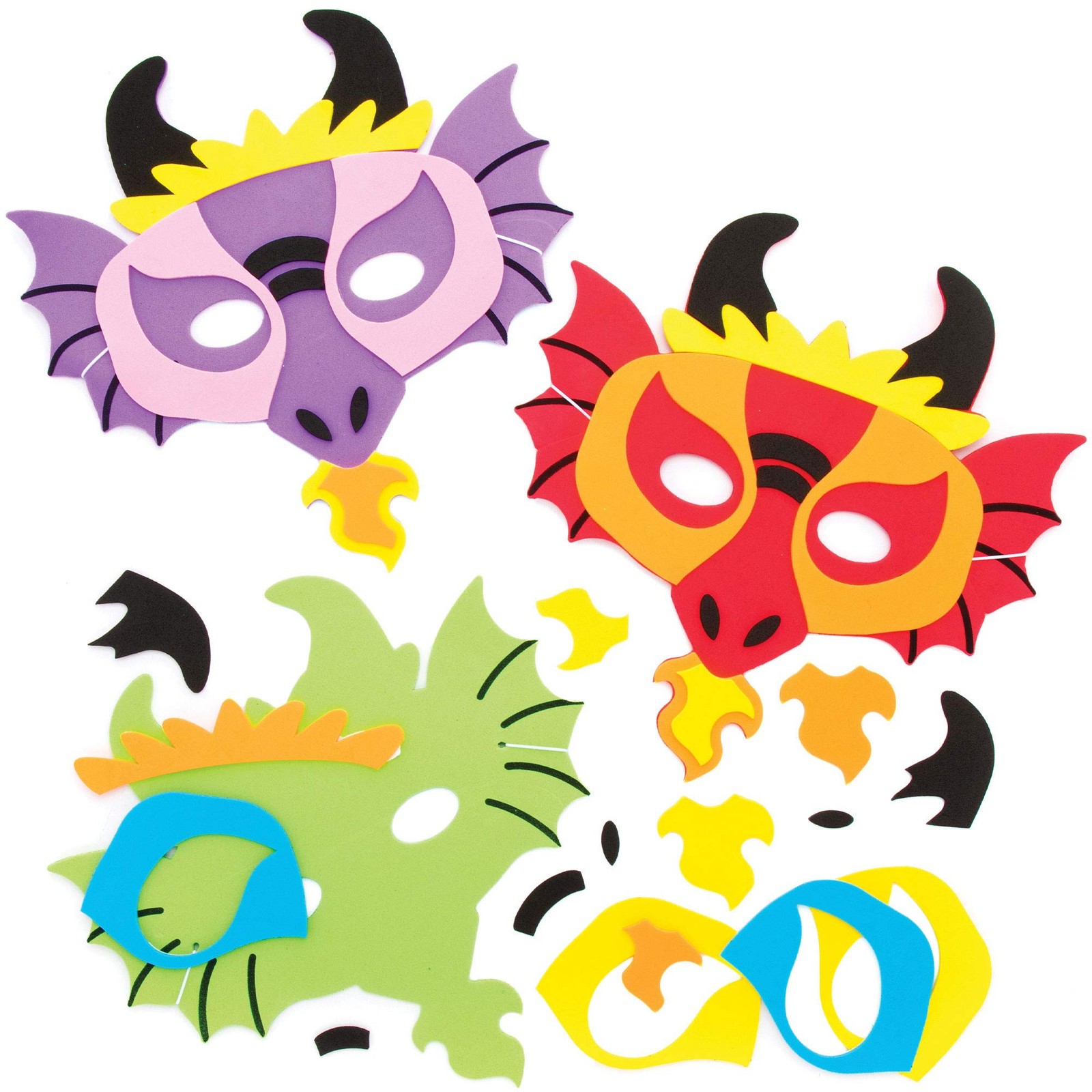Kits de masques de dragon (Paquet de 4) Fournitures créatives d'art
