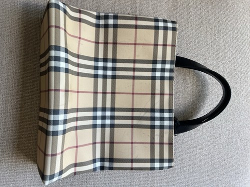 Authentic Burberry London Nova Check Tote Bag Beige Plaid Shoulder Purse Italy - Picture 12 of 16