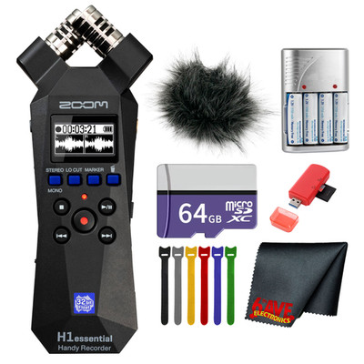 Zoom H1essential 2-Track 32-Bit Float Portable Recorder + 64GB Card