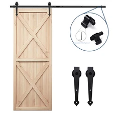 CCJH 4-16FT Heart - Shaped Barn Door Hardware Kit: Single Door Black