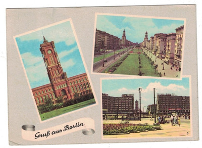 VINTAGE 1960'S GRUSS AUS BERLIN MULTI-VIEW GERMANY POSTCARD