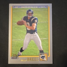 Topps 2001 Rookie Drew Brees #328 San Diego Chargers NFL Football Card. rookie card picture