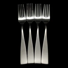 4 Gourmet Settings Strand Dinner Forks  - 8" Satin 18/10 Stainless Steel