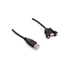 10ft USB 2.0 A Panel Mount Single Port Bulkhead Cable Male to Female - Black
