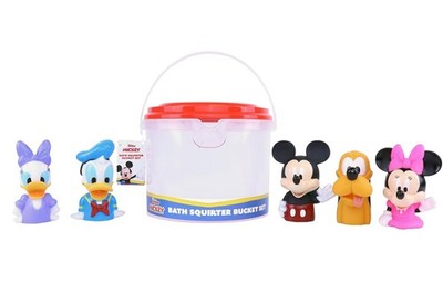 Disney Junior Mickey & Friends 5 Piece Bath Squirter Bucket Set Bath Toys New