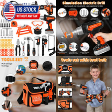 Kids Tool Set 49 PCS Toy Drill Kit with Tool Belt Bag for Ages 3-8