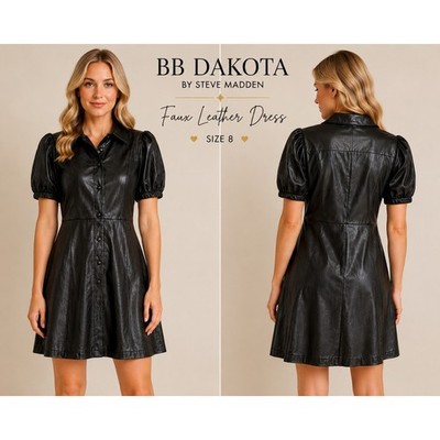 bb dakota faux leather shirt dress Mini Dress Black Leather Overall Dress Jack By BB Dakota Black Faux Leather Overall Mini Dress