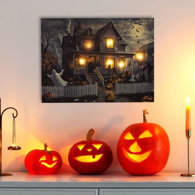 Northlight LED Creepy Haunted House Halloween Canvas Wall Art 23.5'' x 15.5''