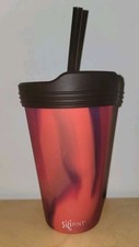 Silipint Silicone 16oz Cup Red w/lid Black Lid And Straw The Unbreakeable Cup
