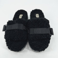 UGG FLUFFITA SLIDE SHOES flatform curly sheepskin plush platform sandal black 9