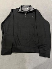 Polo Ralph Lauren Pullover Sweater Mens Medium Black Cotton Long Sleeve 1/4 Zip