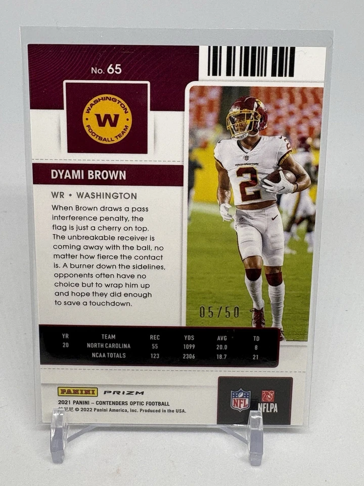 2021 Contenders Optic Dyami Brown Rookie Ticket Orange Prizm /50 (E473) - Image 3 of 3