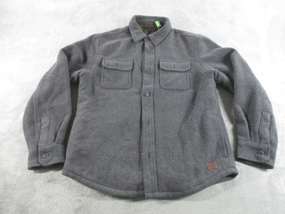 JACHS New York Shirt Jacket Mens Small Gray Herringbone Sherpa 