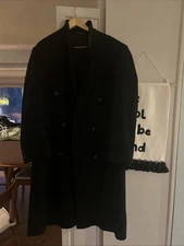 Barrington Wool Blend Ivy League Black Long Dress Coat Size 42L Made In Italy