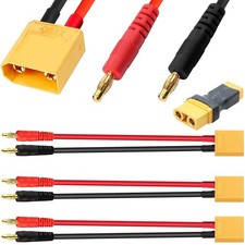 3 Pcs XT90 to 4mm Banana Plug Cable 12AWG XT90 Male to Banana 4.0 RC Battery Cha