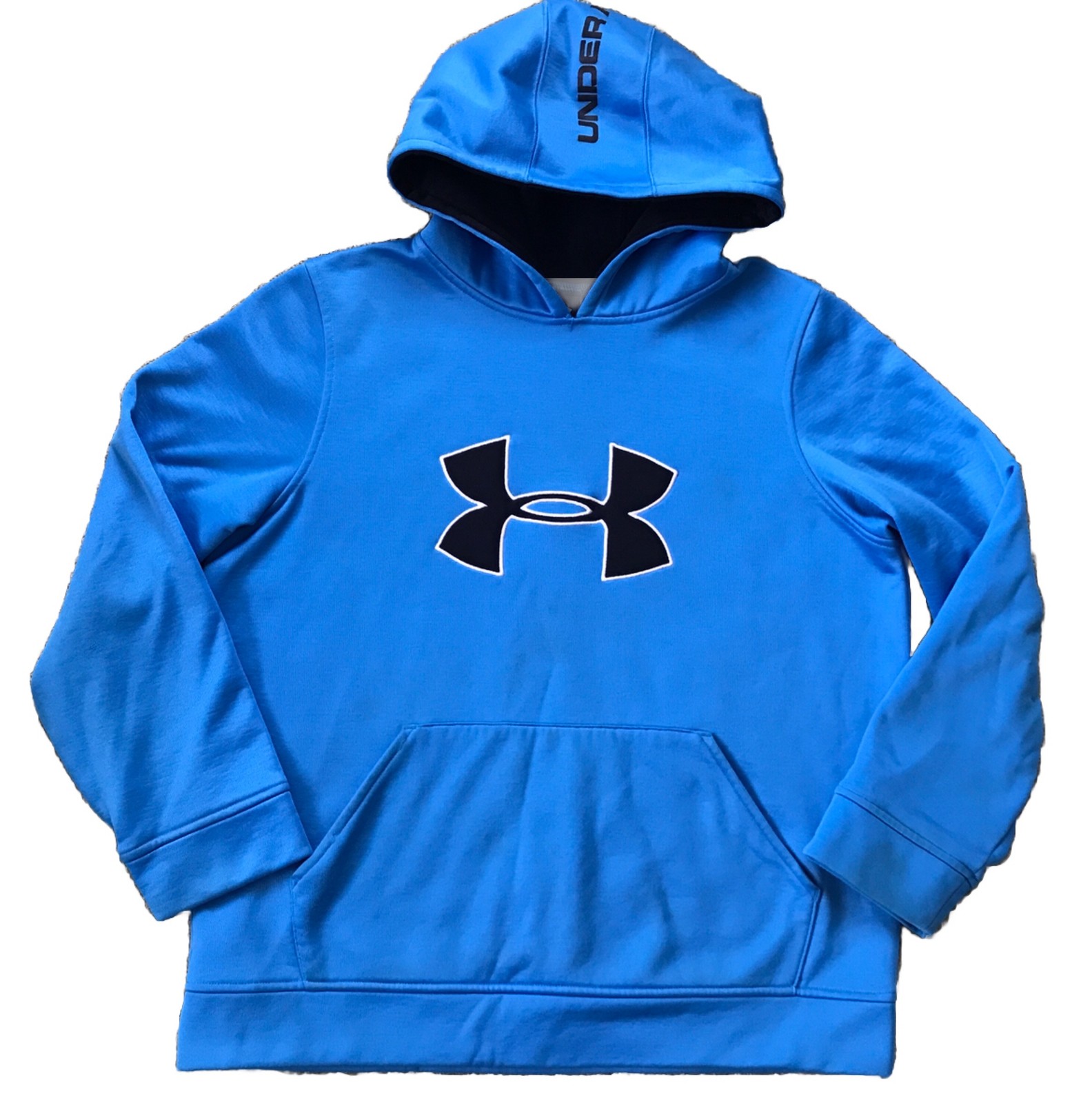 Under Armour Boy's Youth Large Big Logo Fleece Hoodie Blue Black